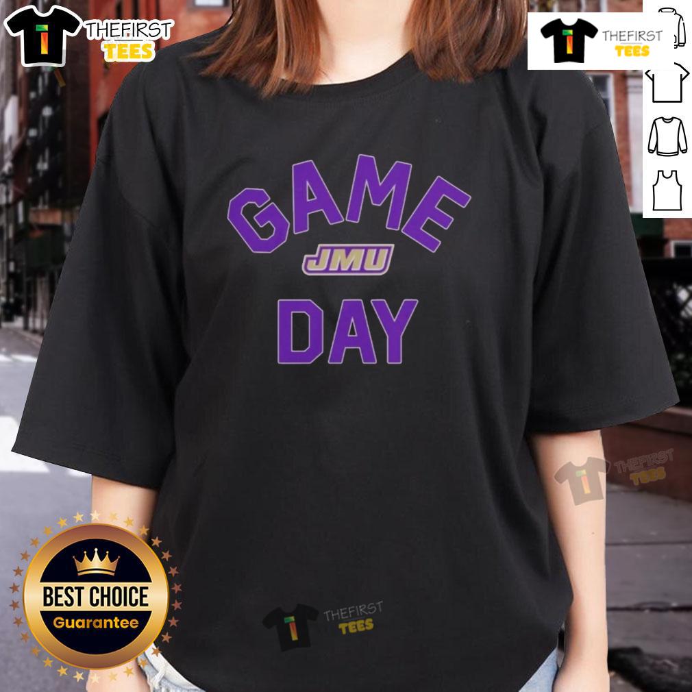 Official James Madison Dukes Game Day logo on a stylish college ladies tee for fans and supporters.