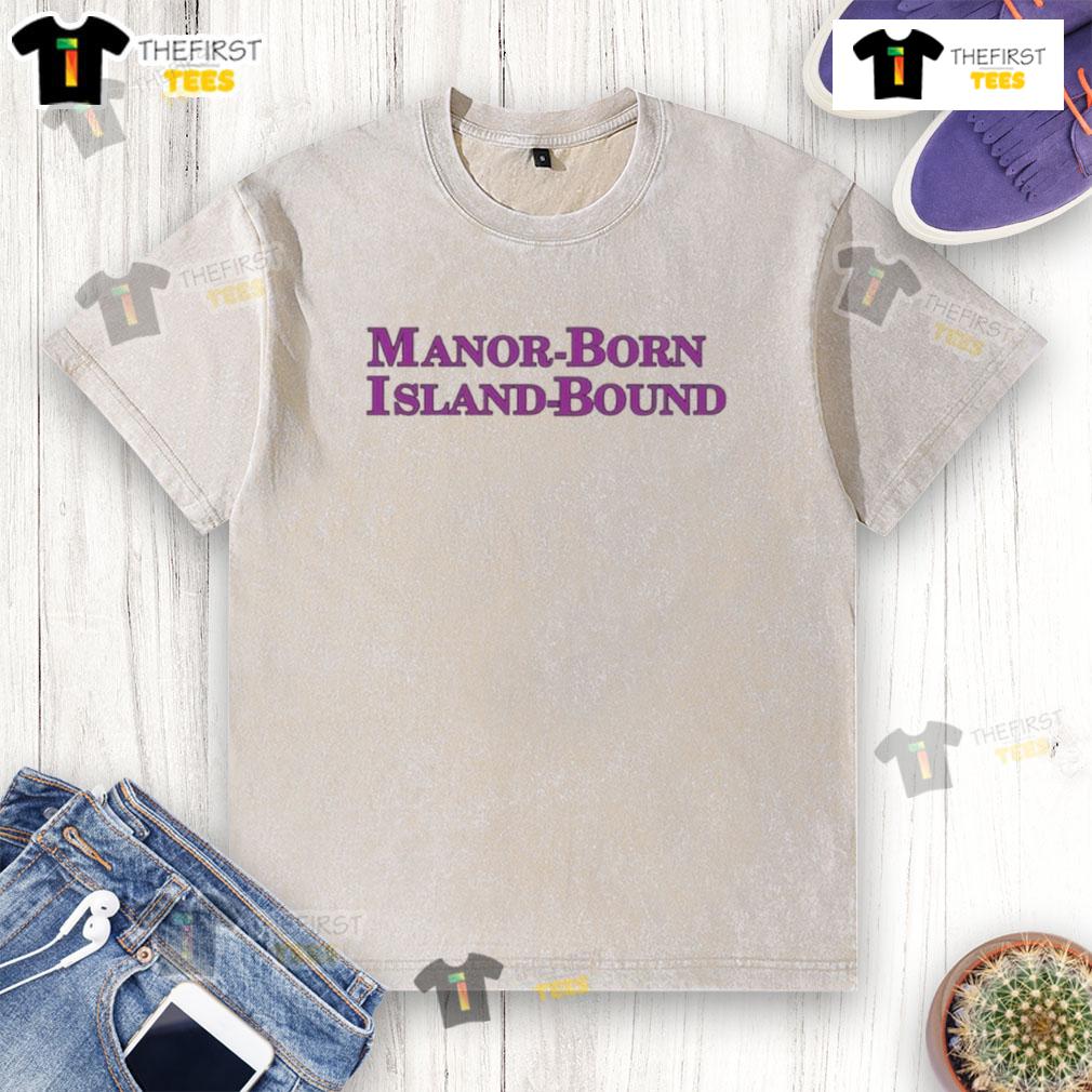 Official Manor Born Island Bound washed t-shirt featuring a relaxed fit and vibrant island-themed design.