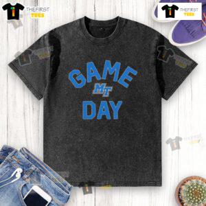 Alt Text: Official Middle Tennessee Blue Raiders game day logo on a college washed t-shirt, perfect for fans and alumni.