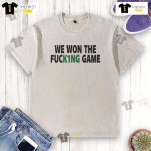 Alt Text: Official Philadelphia Eagles We Won The F*cking Game washed t-shirt, celebrating the team's victory in style.