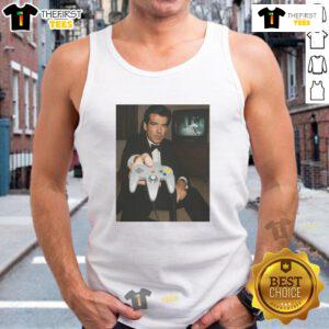Alt Text: Official Pierce Brosnan Your Turn Tank Top in stylish design, perfect for summer wear and fans of the actor.