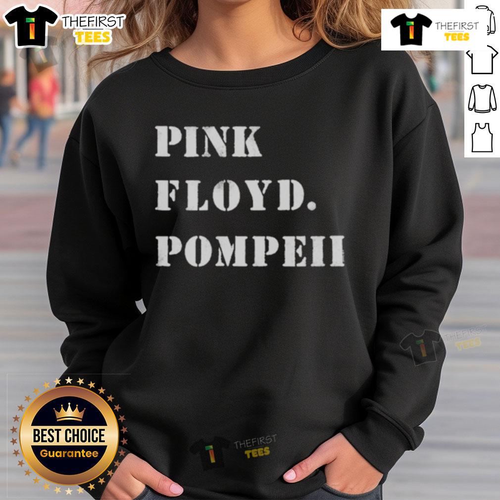 Alt Text: Official Pink Floyd Pompeii sweatshirt featuring iconic album artwork, perfect for fans of classic rock and music merch.