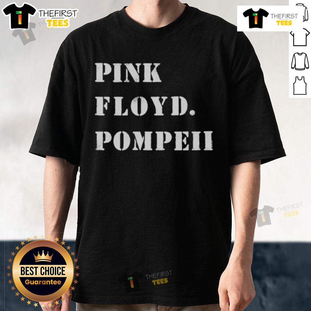 Alt Text: Official Pink Floyd Pompeii T-Shirt featuring iconic artwork and band logo, perfect for fans and collectors.