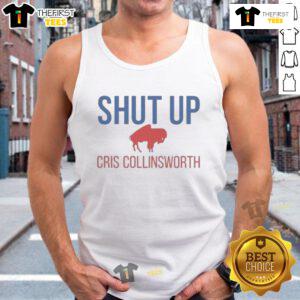 Official Shut Up Cris Collinsworth Buffalo Bills tank top featuring team colors and logo, perfect for fans.