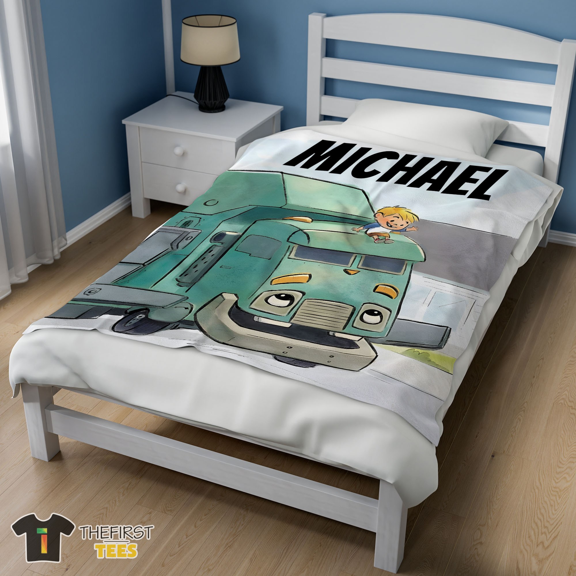 Original Cartoon Trash Truck Cute Blanket Fleece Customized Blanket - Image 3