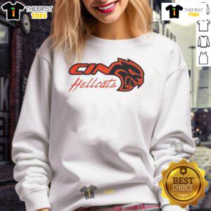Original Cincinnati Bearcats Dodge Hellcat logo sweatshirt featuring bold graphics and comfortable fit.