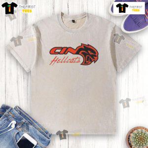 Original Cincinnati Bearcats Dodge Hellcat logo washed T-shirt in black, featuring vibrant graphics and comfortable fit.