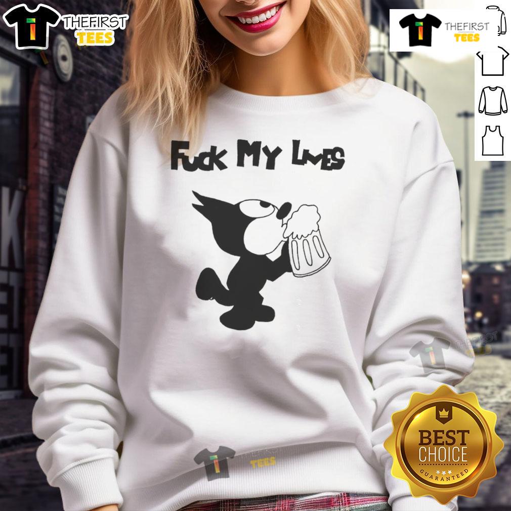 Original Fck My Lives Cat Sweatshirt featuring a playful cat graphic, perfect for cat lovers and cozy casual wear.