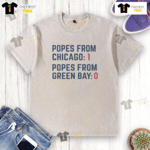 Original Popes rivalry washed t-shirt featuring Chicago and Green Bay designs, perfect for sports fans and collectors.