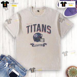 Alt Text: Original Tennessee Titans football helmet distressed design on a washed t-shirt, perfect for fans and casual wear.