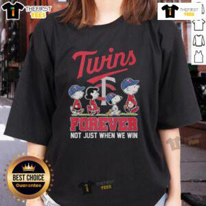 Premium Peanuts X Minnesota Twins 'Forever Not Just When We Win' ladies tee showcasing team spirit and stylish design.