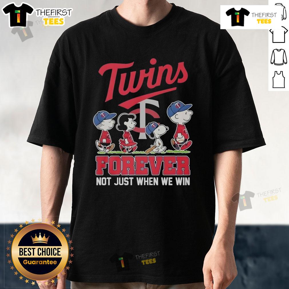 Alt Text: Premium Peanuts X Minnesota Twins Forever T-Shirt featuring a bold design celebrating loyalty, perfect for fans.