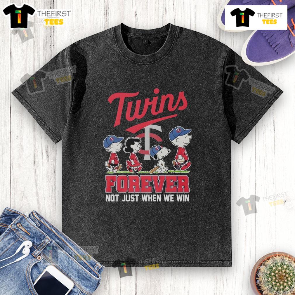 Premium Peanuts X Minnesota Twins Forever T-shirt showcasing a stylish baseball design, perfect for fans and casual wear.