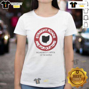 Premium Straight Roads Are For Quitters roundabout design on a stylish ladies tee, perfect for road trip enthusiasts.