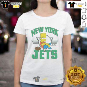 Premium The Simpsons Bart X New York Jets ladies tee featuring vibrant graphics of Bart Simpson in Jets colors.