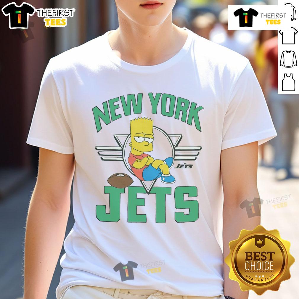 Premium The Simpsons Bart X New York Jets T-Shirt featuring Bart Simpson in Jets colors, perfect for fans and collectors.