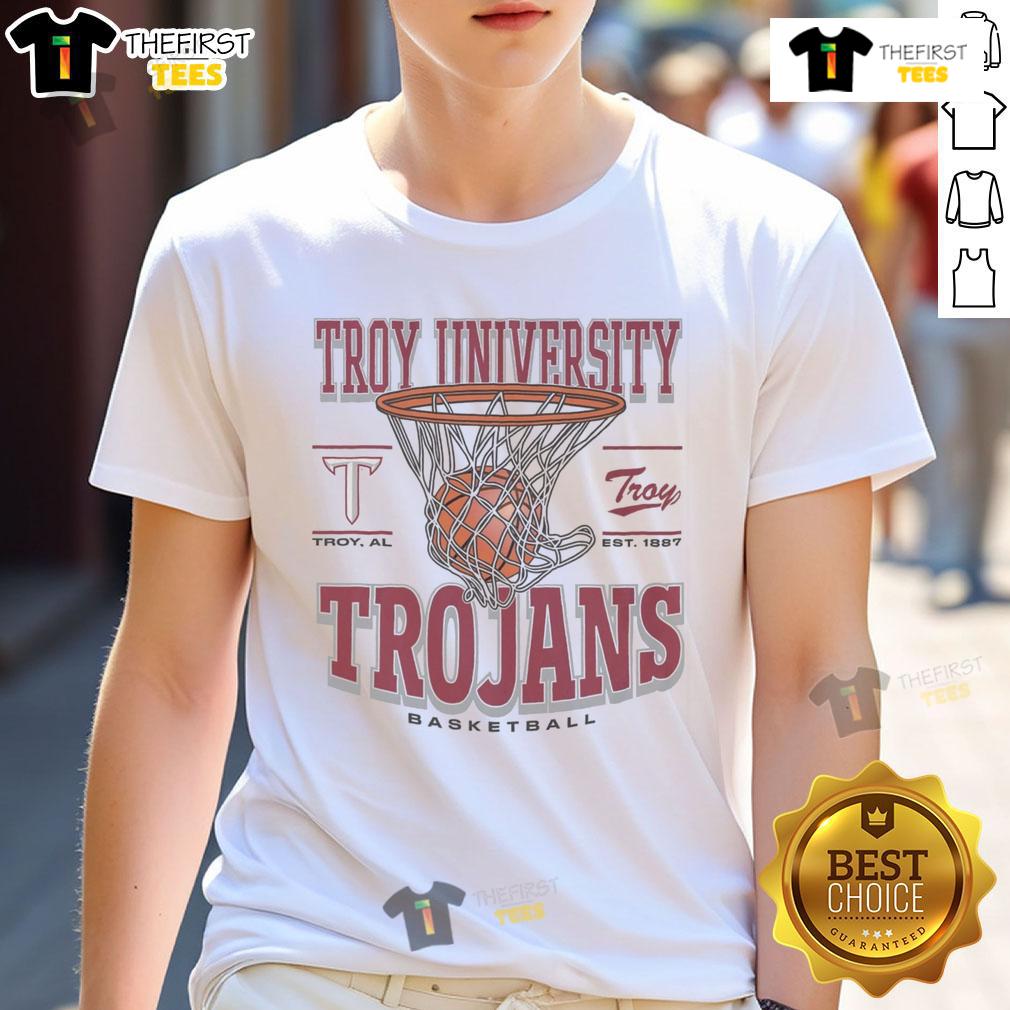 Premium Troy Trojans Game Time T-Shirt featuring vibrant team colors and logo, perfect for game day and fan apparel.