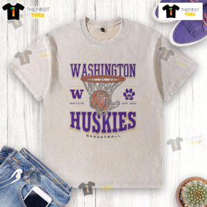 Alt Text: Premium Washington Huskies Game Time washed t-shirt in purple, perfect for game day and showing team spirit.