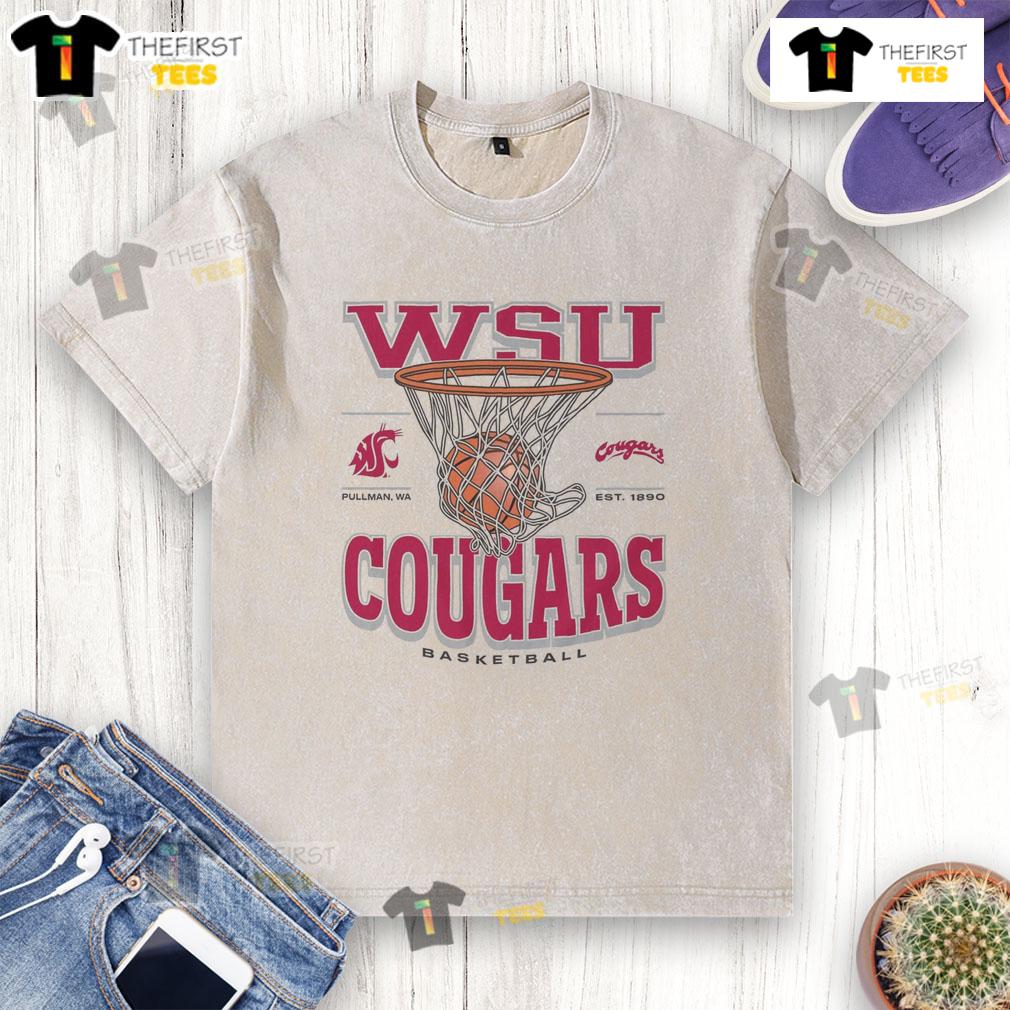 Alt Text: Premium Washington State Cougars Game Time Washed T-Shirt featuring a vintage design and team colors.
