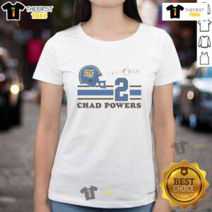 Alt Text: Stylish Pretty Chad Powers signature jersey ladies tee featuring vibrant colors and a trendy design for fans.
