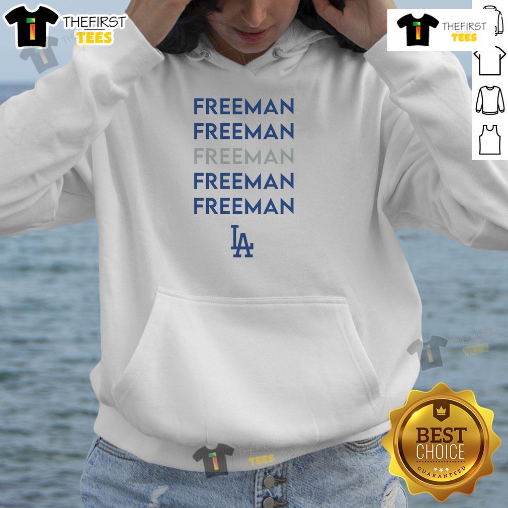 Alt Text: Pretty Freddie Freeman Los Angeles Dodgers Repeat Hoodie showcasing stylish design and team colors for fans.