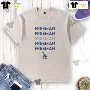 Pretty Freddie Freeman Los Angeles Dodgers Repeat Washed T-Shirt featuring vibrant team colors and stylish design.
