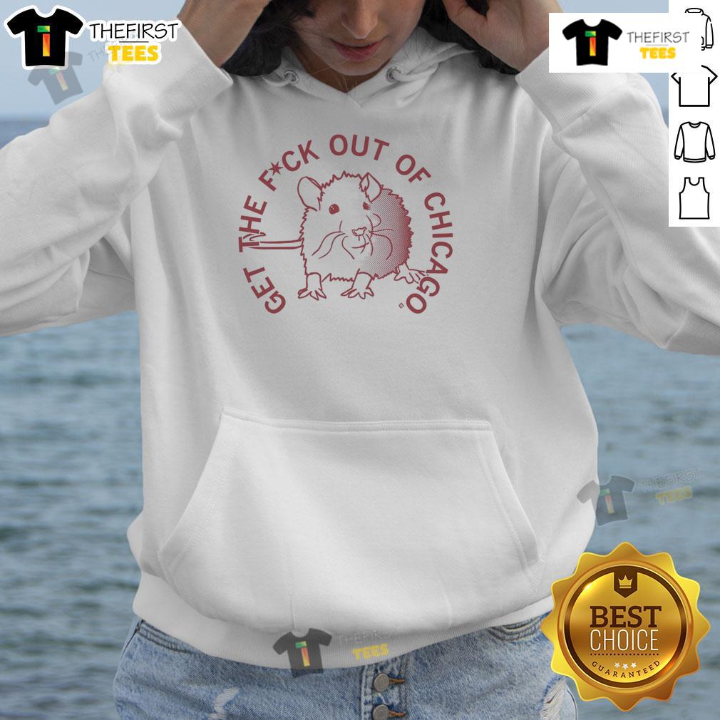 Pretty Get The F Out Of Chicago Hoodie in stylish urban setting, perfect for comfy streetwear enthusiasts.