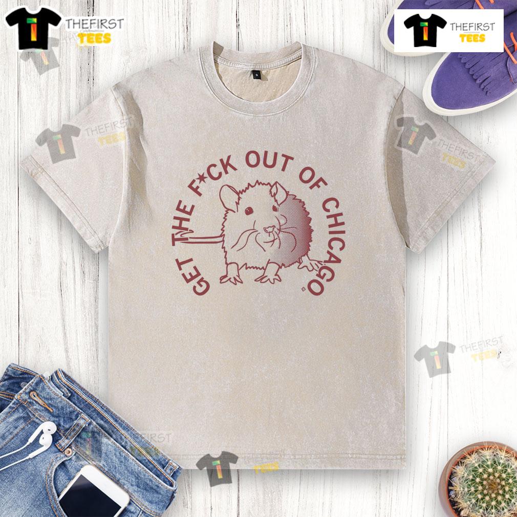 Alt Text: Pretty Get The F Out Of Chicago washed t-shirt in casual style, perfect for expressing Chicago pride and humor.