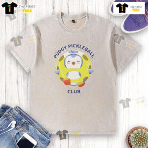 Pretty Pudgy Pickleball Club washed t-shirt in vibrant colors, perfect for pickleball enthusiasts and casual wear.