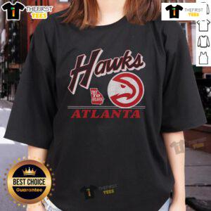 Vintage Atlanta Hawks ladies tee featuring a stylish design, perfect for fans showcasing team spirit and retro flair.