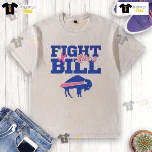 Top Buffalo Bills NFL Fight Like A Bills pink ribbon washed t-shirt showcasing team spirit and support for breast cancer awareness.