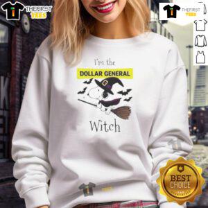 Top Dollar General X Snoopy I'm The Witch Halloween Sweatshirt featuring colorful graphics perfect for festive wear.
