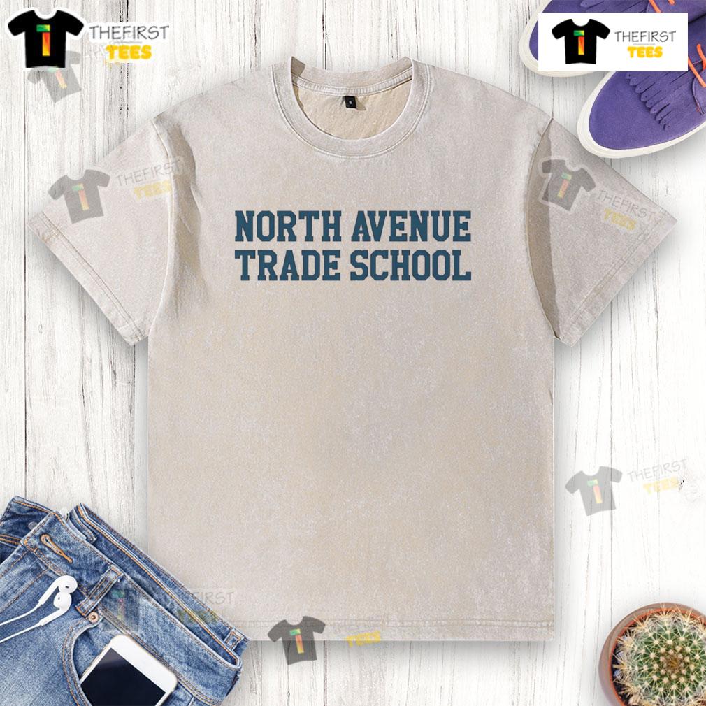 Top North Avenue Trade School washed t-shirt featuring a comfortable fit and stylish design for students and alumni.