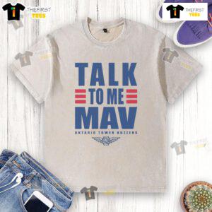 Top Ontario Tower Buzzers Talk To Me Mav washed t-shirt featuring vibrant graphics and a casual design for streetwear style.