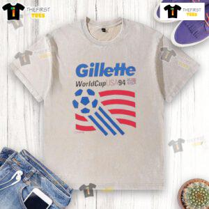Vintage Top Patriots Gillette World Cup USA '94 washed t-shirt showcasing classic sports memorabilia and retro style.