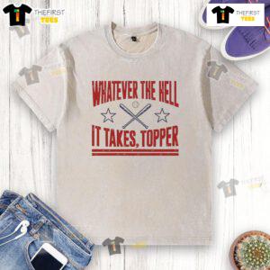 Alt Text: Top Philadelphia Phillies Baseball 'Whatever It Takes' T-Shirt in a washed design, perfect for fans and casual wear.
