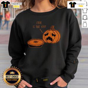 Funny Halloween Thanksgiving pumpkin pie joke sweatshirt with playful design, perfect for festive fall celebrations.