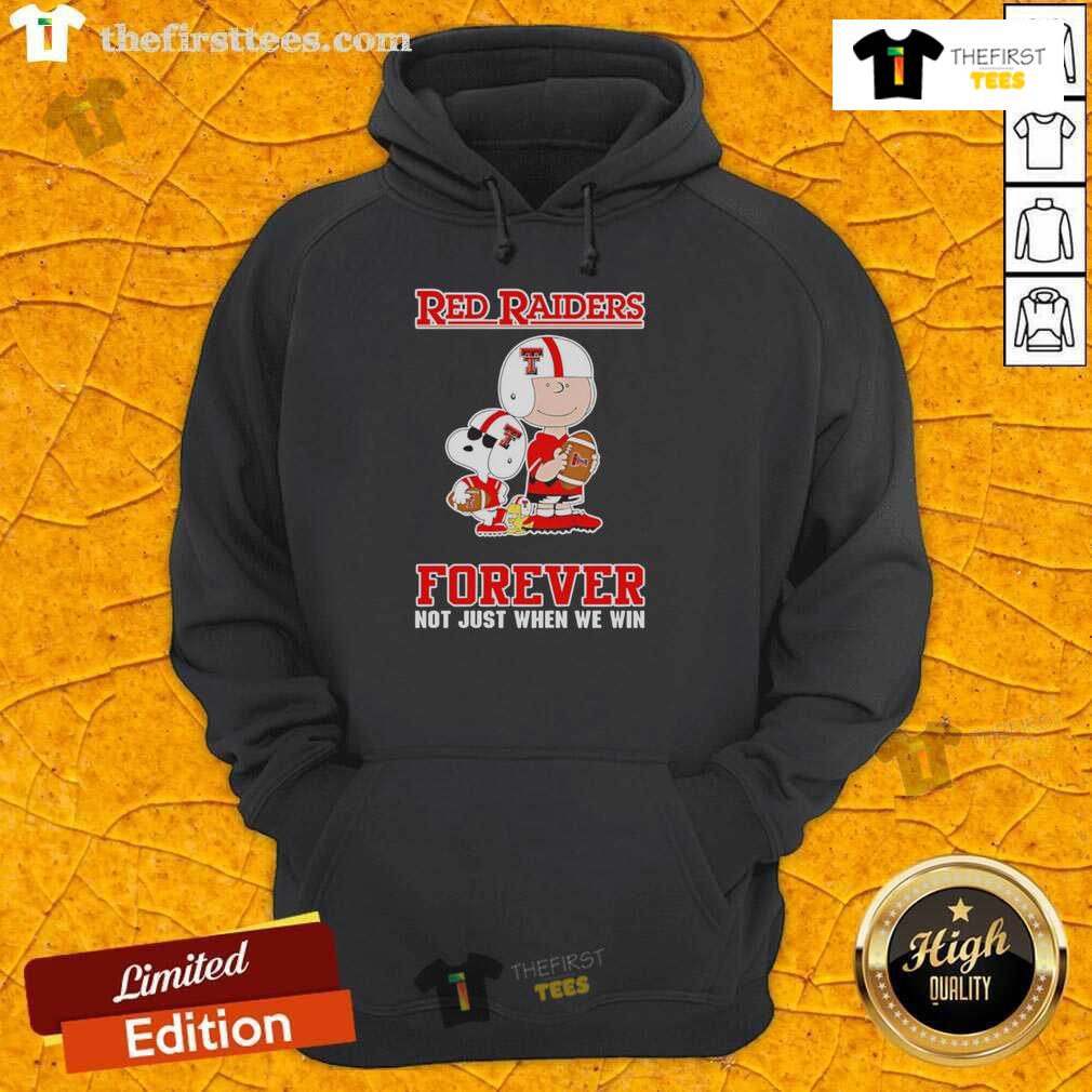 Top Texas Tech Red Raiders Charlie Brown Cartoon Forever Hoodie showcasing school spirit and playful design.
