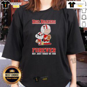 Alt Text: Top Texas Tech Red Raiders Charlie Brown cartoon Forever ladies tee featuring vibrant graphics and stylish design.