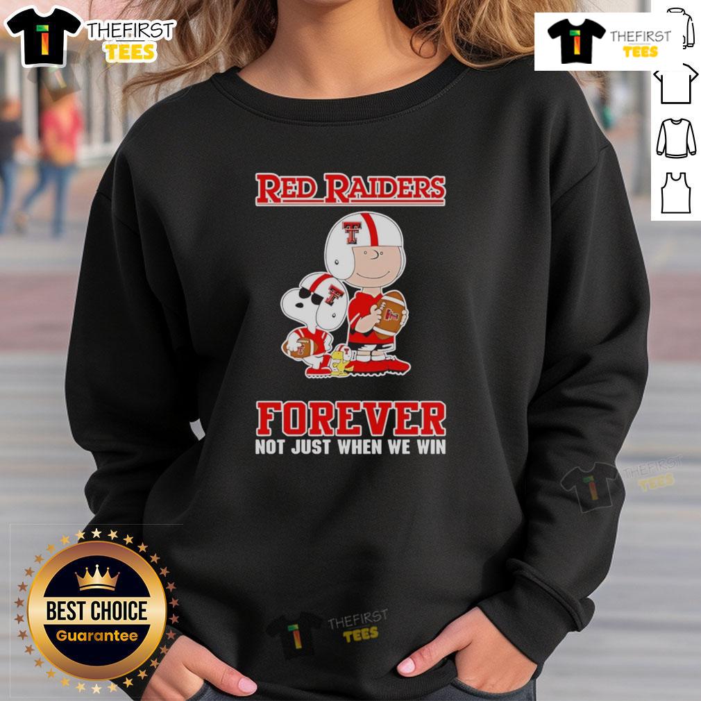 Top Texas Tech Red Raiders Charlie Brown cartoon sweatshirt featuring vibrant graphics and cozy design for fans.