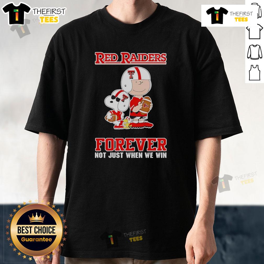 Top Texas Tech Red Raiders Charlie Brown Cartoon Forever T-Shirt featuring a playful design for fans and enthusiasts.