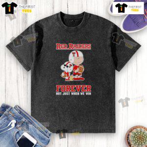 Top Texas Tech Red Raiders Charlie Brown cartoon design on a Forever Washed T-Shirt for fans and stylish wear.