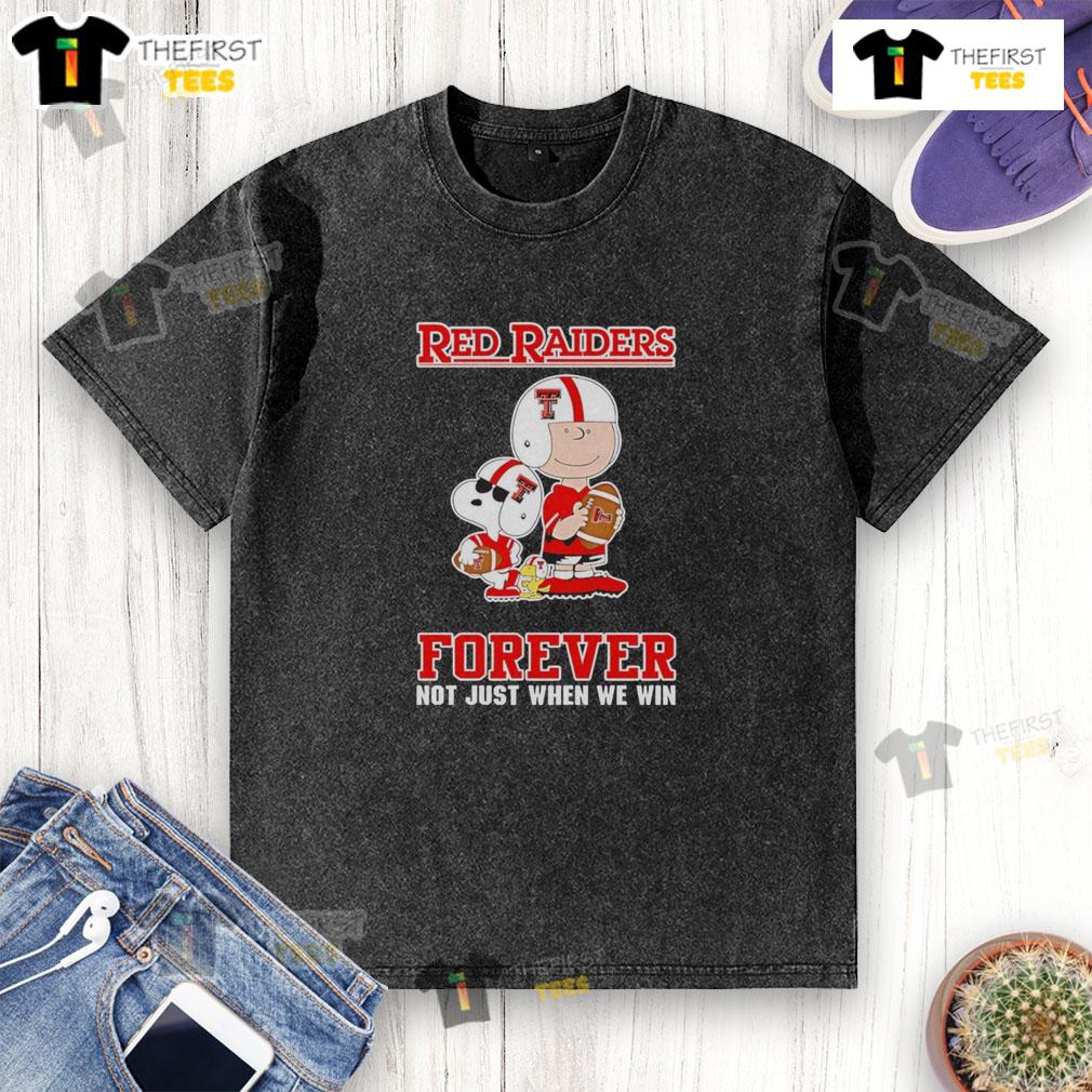 Top Texas Tech Red Raiders Charlie Brown cartoon design on a Forever Washed T-Shirt for fans and stylish wear.