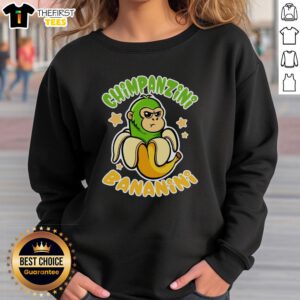 Funny Brainrot Chimpanzini Bananini Sweatshirt featuring a playful chimpanzee design and vibrant banana graphics.