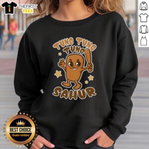Alt Text: Funny Brainrot Tung Tung Tung Sahur sweatshirt featuring playful design, perfect for casual wear and Ramadan celebrations.