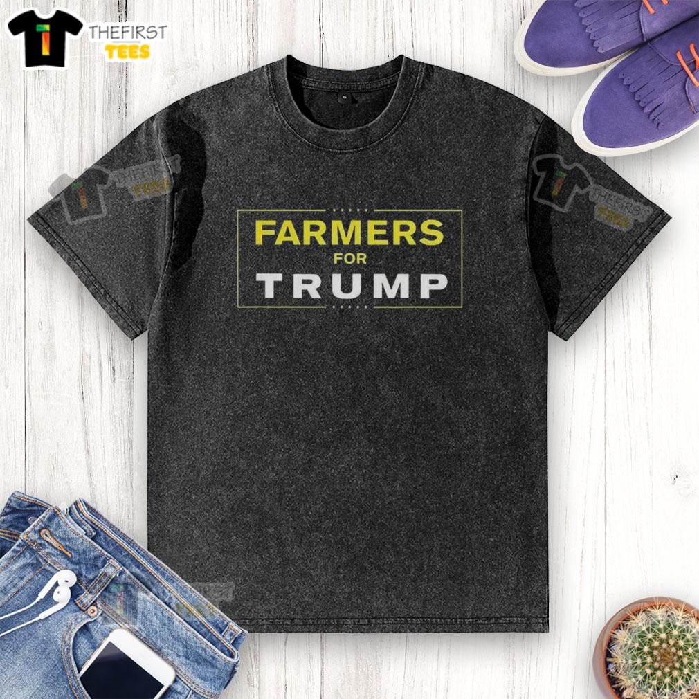 Good Farmers for Trump washed t-shirt featuring a bold pro-Trump slogan, perfect for supporters and farmers alike.