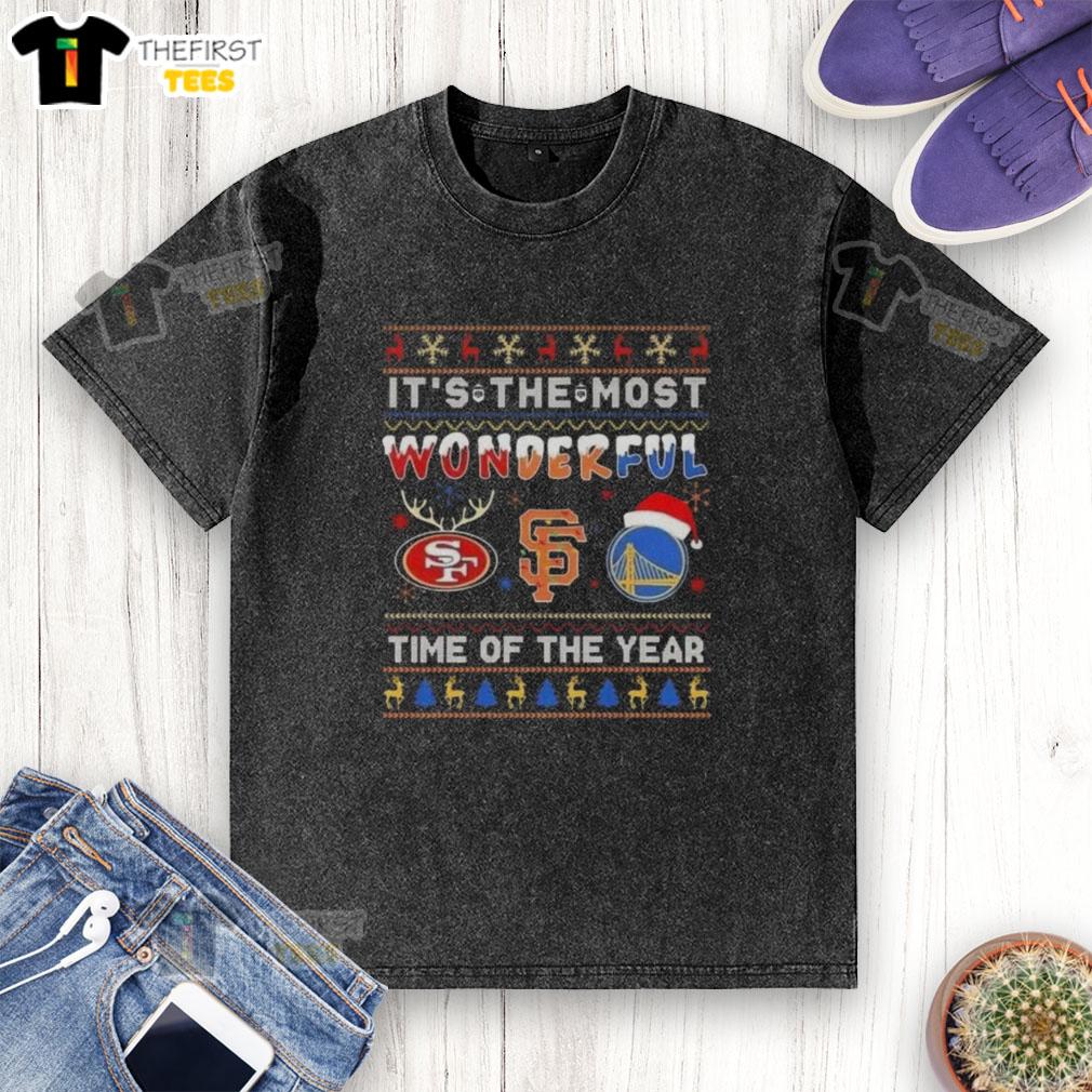 Good San Francisco 49ers X Giants and Golden State Warriors washed t-shirt, perfect for sports fans during the holiday season.