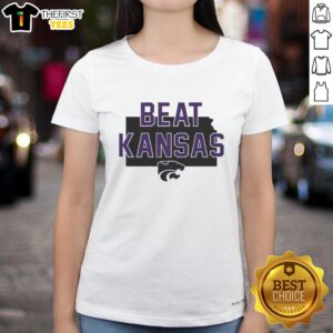 Hot Kansas State Wildcats Beat Kansas slogan ladies tee featuring vibrant team colors and stylish design.