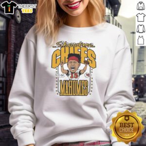 Hot Patrick Mahomes Kansas City Chiefs sweatshirt featuring a stylish caricature and signature design for fans.