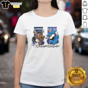 Seattle Mariners vs Toronto Blue Jays 2025 Championship ladies tee featuring vibrant team mascots and stylish design.